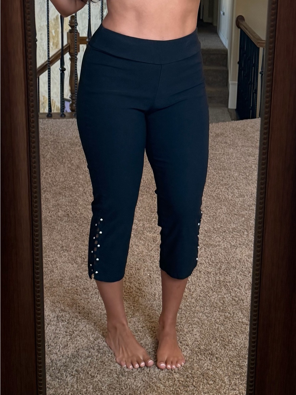 Black Women’s Capri’s with Bling Detail